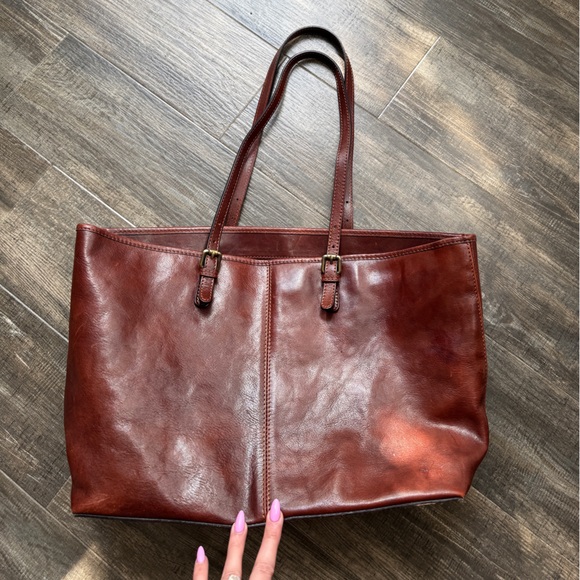 Floto brown leather large tote shoulder bag - Picture 4 of 6